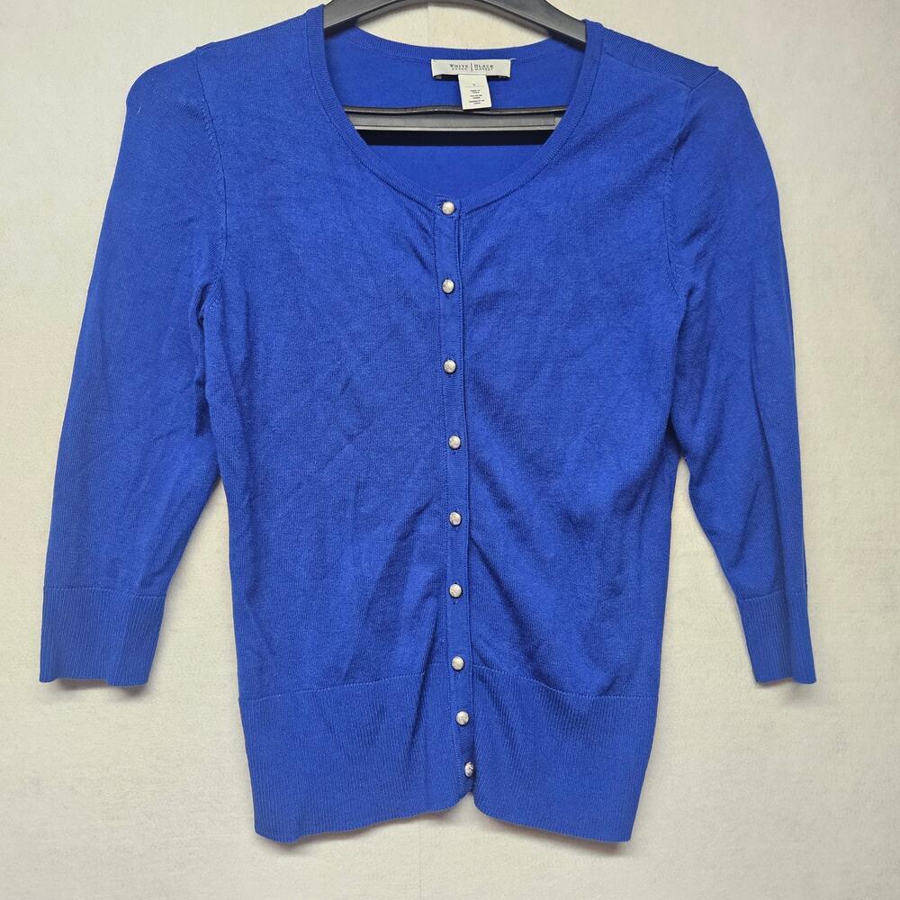 White House Black Market Cobalt Blue Cardigan Gold Buttons Women’s Size Small